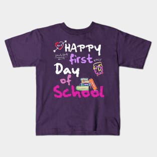 Happy First Day of School Funny Chalkboard design Girls Kids T-Shirt